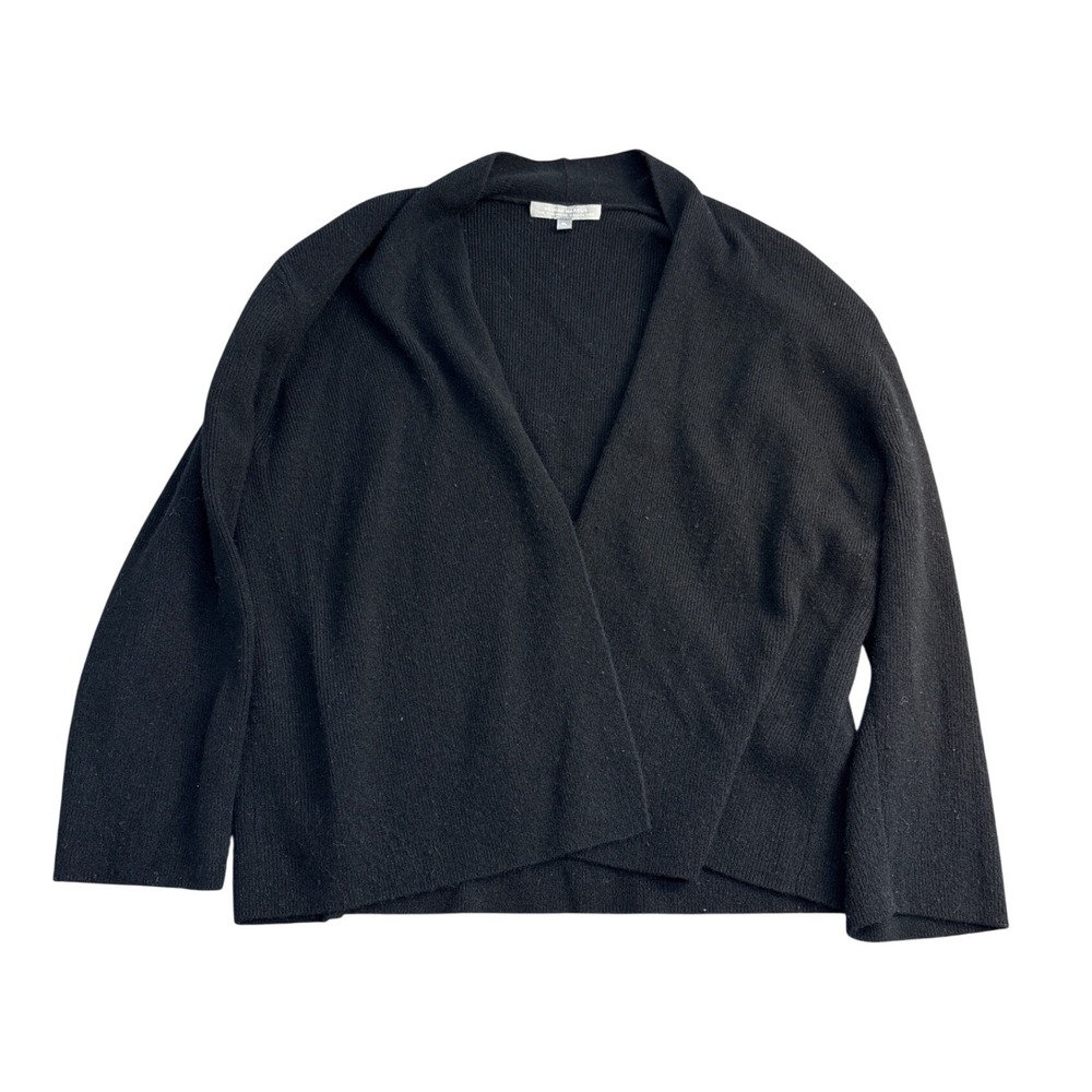 Neiman Marcus Cashmere Collection Black Ribbed Open Front Cardigan XL